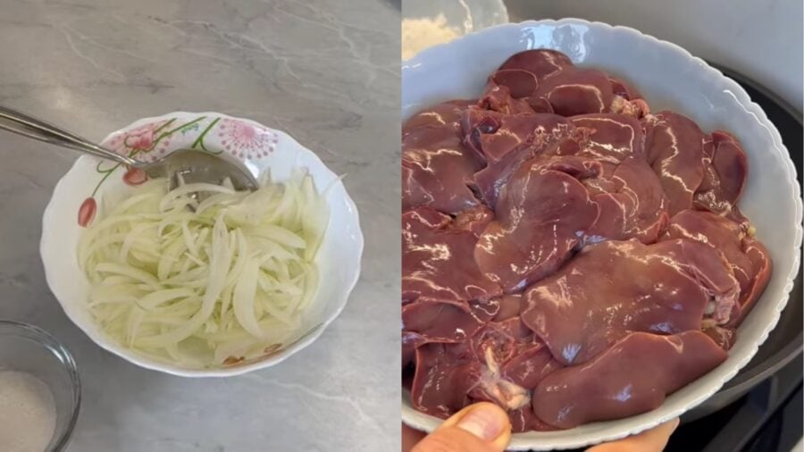 How to make a delicious salad with chicken liver and pickled onions