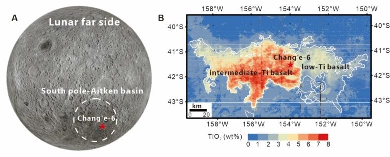 Місце посадки місії Chang'e-6 на зворотному боці Місяця