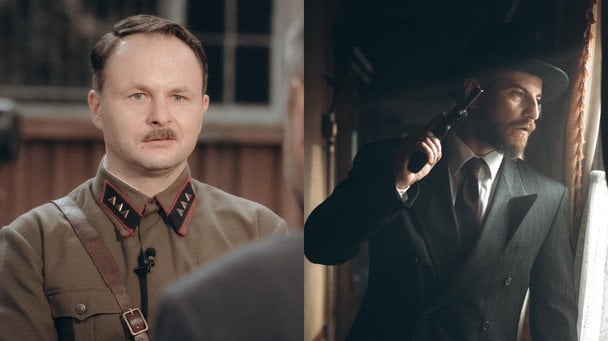 Роман Ясіновський і Дмитро Рибалевський під час знімань фільму "Довженко" / © YULA company