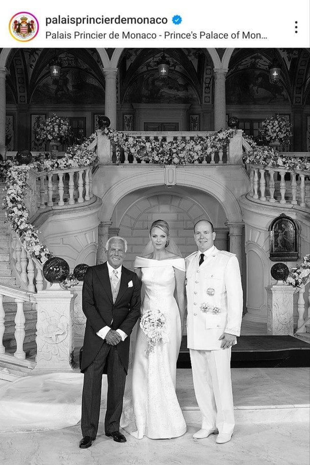 Джорджіо Армані, княгиня Шарлін і князь Альбер II / © Instagram княжої родини Монако