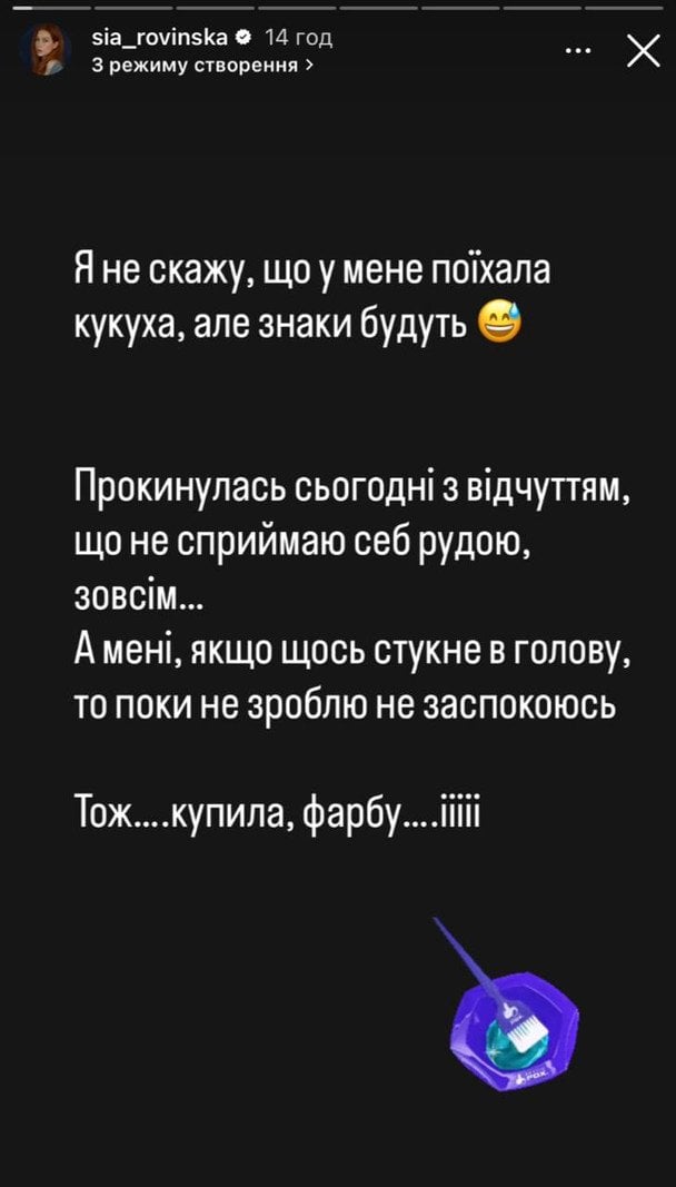 Допис Стасі Ровінської / © instagram.com/sia_rovinska
