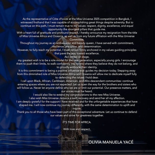 Заява Олівії Ясе