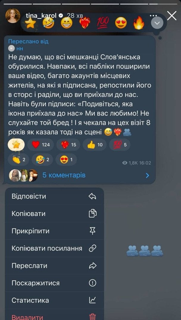 Сториз Тіни Кароль / © instagram.com/tina_karol
