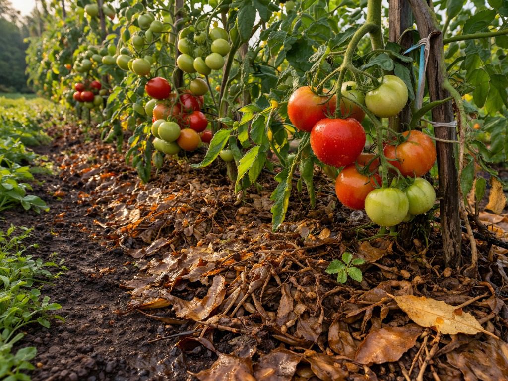Старе листя для мульчування помідорів. Фото: Сенсація