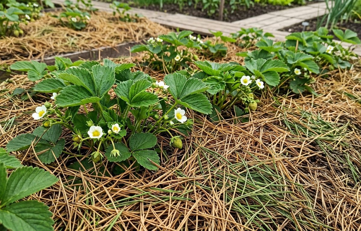 Для полуничних грядок хвоя проти слимаків підходить ідеально
