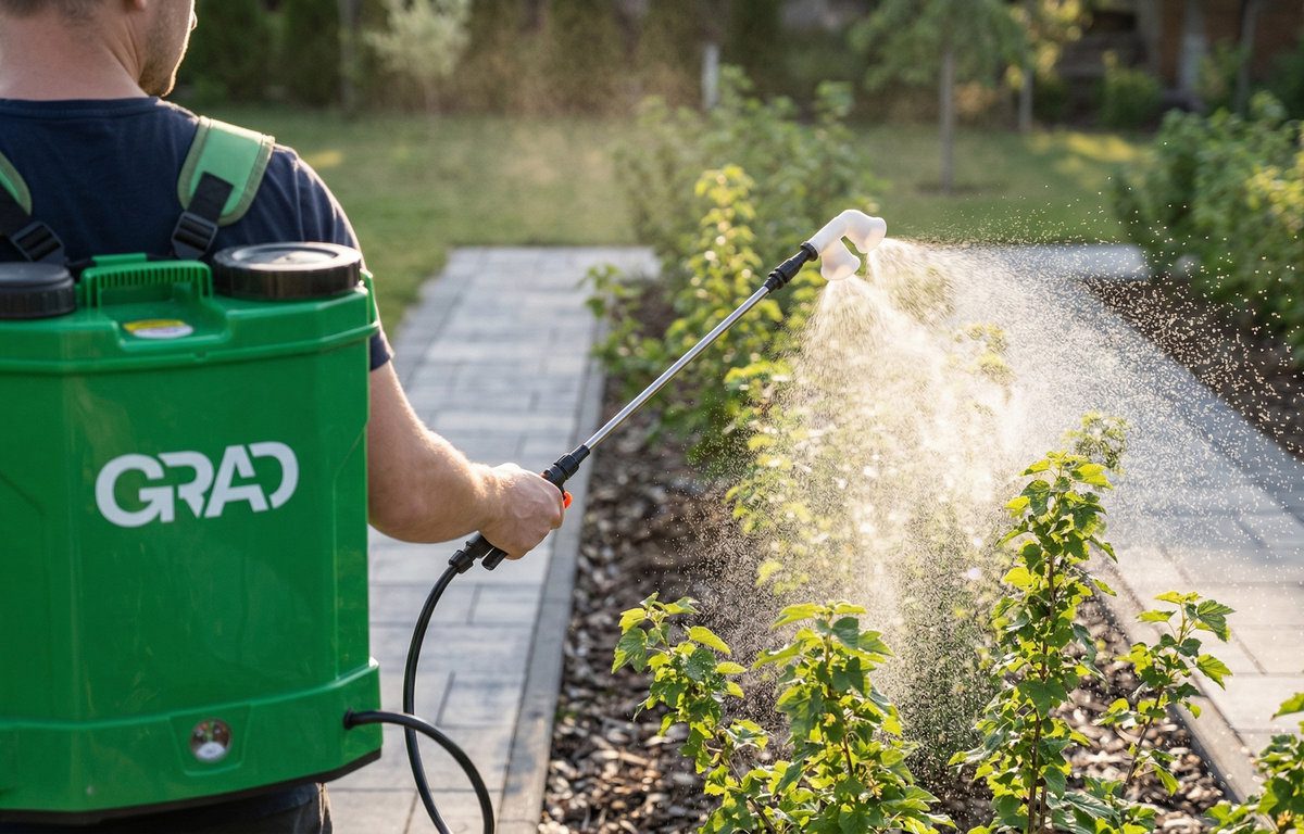 З акумуляторним обприскувачем обробляти кущі, квіти та дерева можна швидше та легше