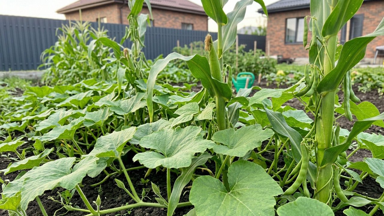 Квасоля, кабачки та кукурудза на одній грядці допомагають одне одному краще рости