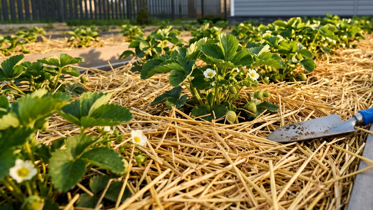 Мульча допомагає утримувати вологу на грядці, захищає ягоди від гниття та стримує бур'яни